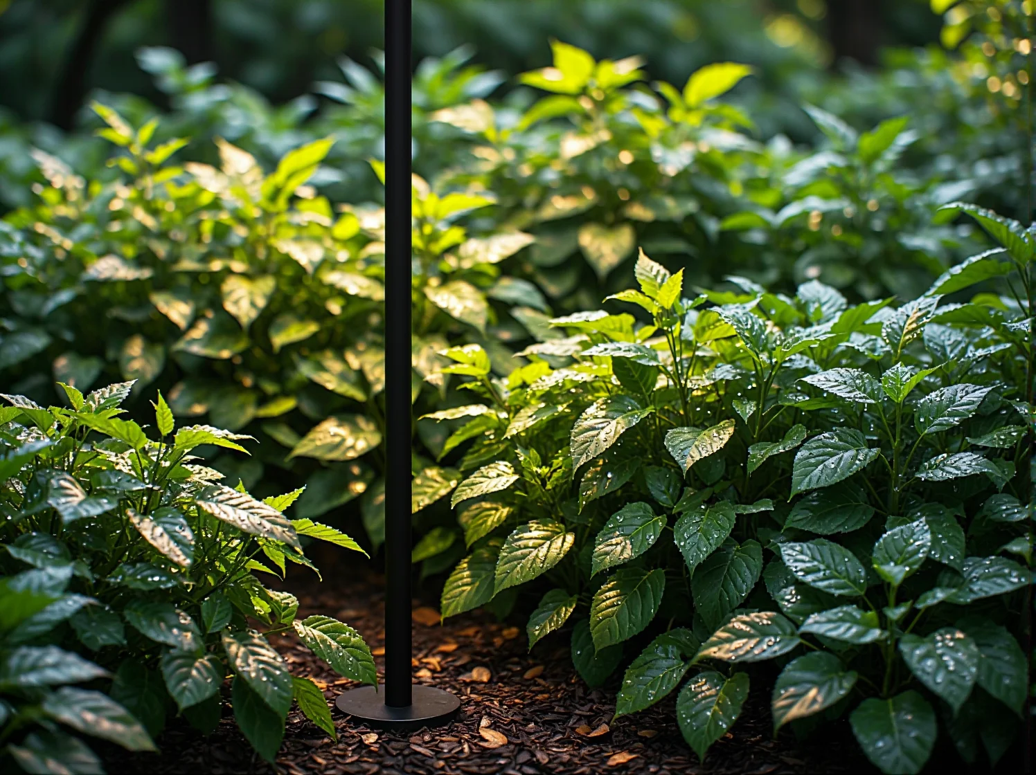 Czyszczenie szklanego klosza lampy ogrodowej z osadów i kurzu w zielonym ogrodzie.