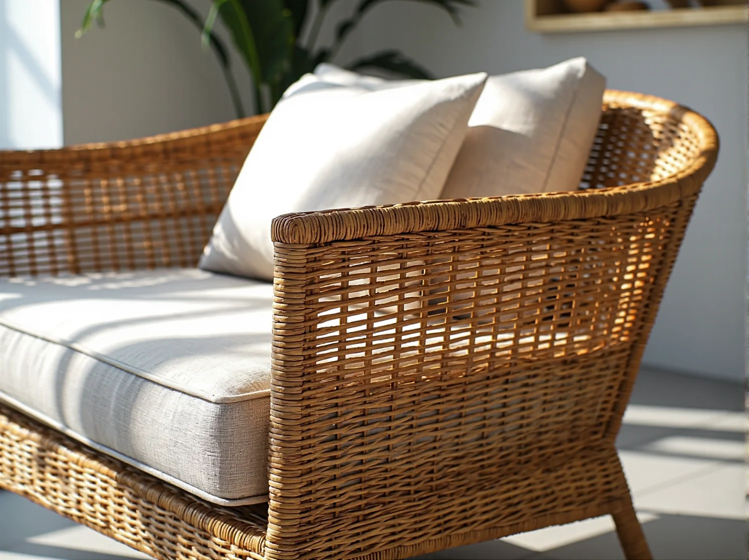 Czyszczenie mebli z wikliny przy użyciu miękkiej ściereczki i wody z octem.