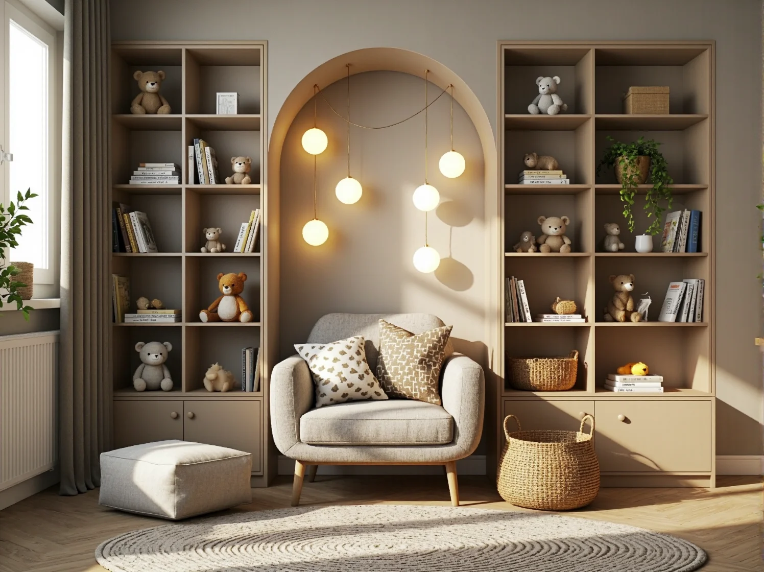 Kolorowe taśmy LED RGB jako nastrojowe oświetlenie dekoracyjne przy łóżku w pokoju dziecięcym.