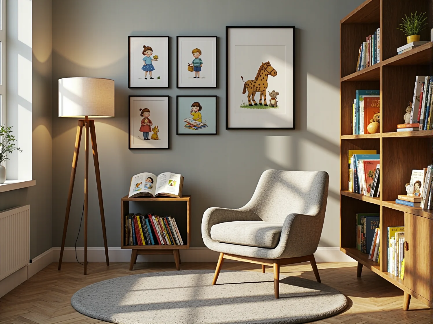 Drewniana komoda niemowlęca na nóżkach w stylu retro, idealna do przechowywania ubranek.