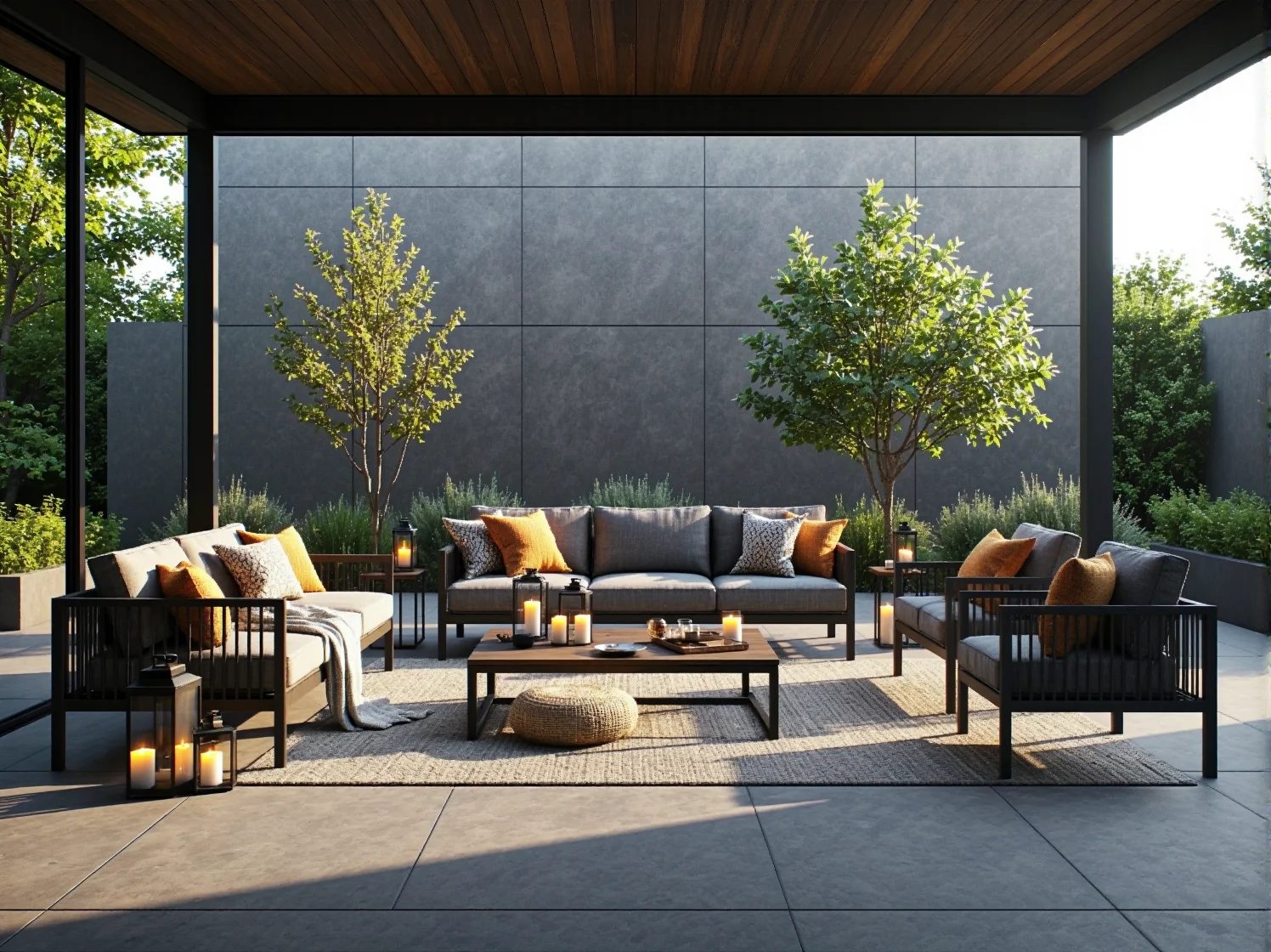 Subtelne girlandy świetlne nad stołem ogrodowym idealne do letnich spotkań.