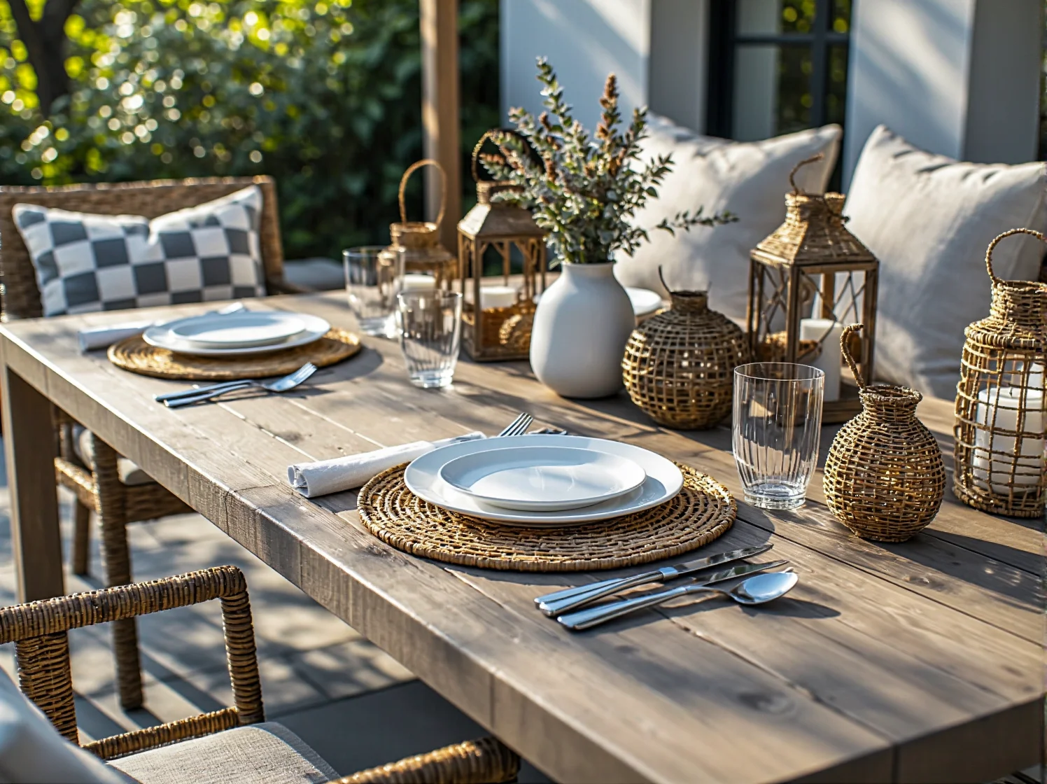 Impregnacja mebli wiklinowych preparatami chroniącymi przed słońcem i deszczem.