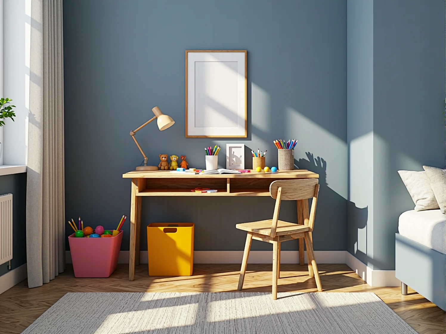 Nowoczesne meble dziecięce o gładkiej powierzchni ułatwiającej usuwanie kurzu.