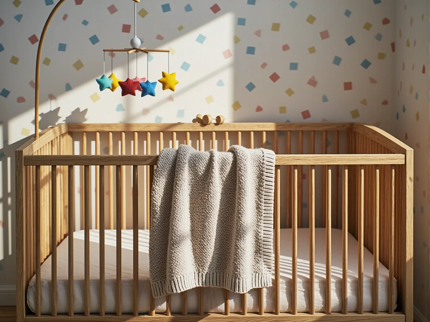 Klasyczne łóżeczko niemowlęce patyczak w stylu vintage, zapewniające bezpieczny sen dziecka.