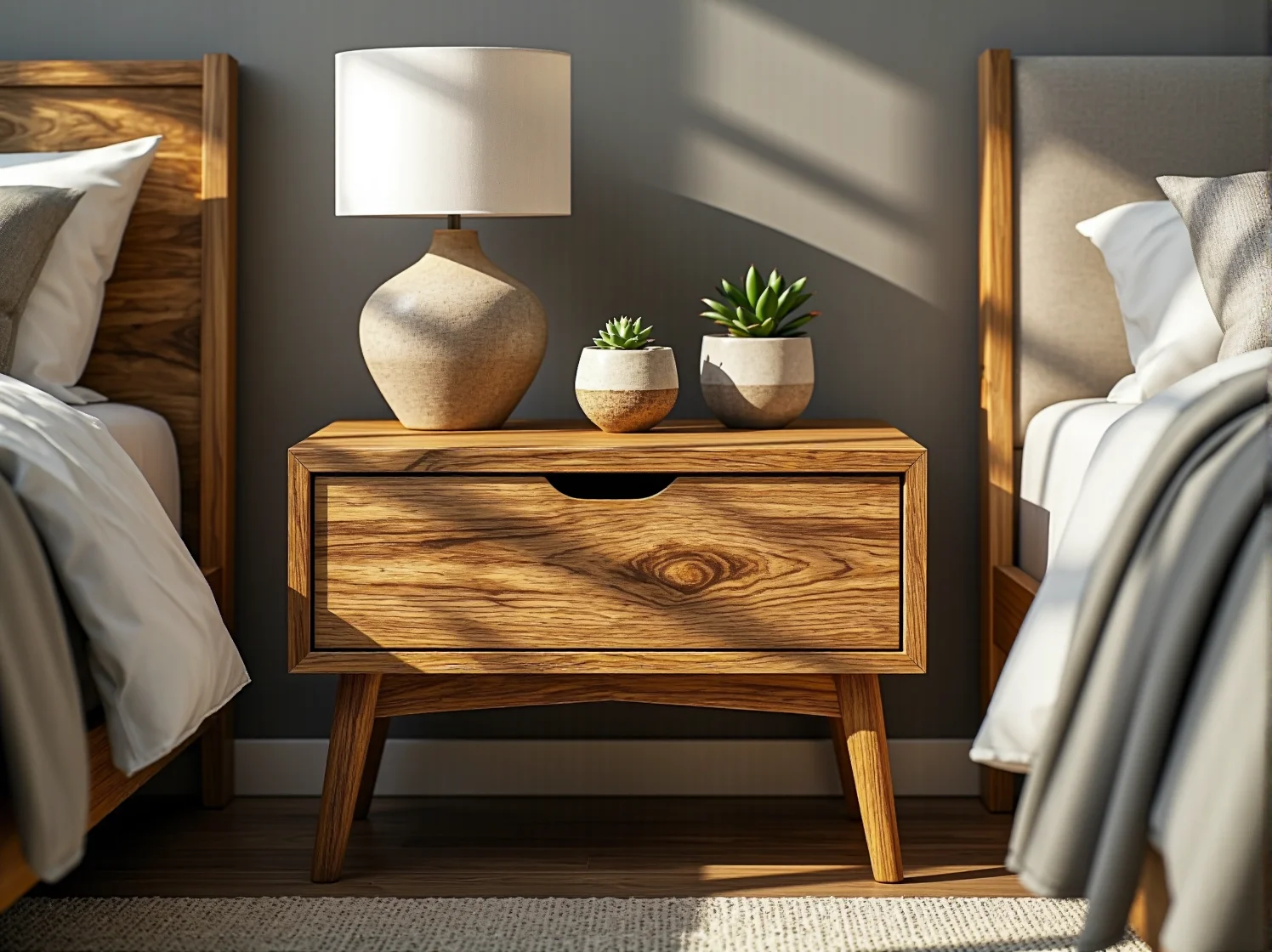 Nowoczesny regał z recyklingowanego metalu jako przykład zrównoważonego meblarstwa.