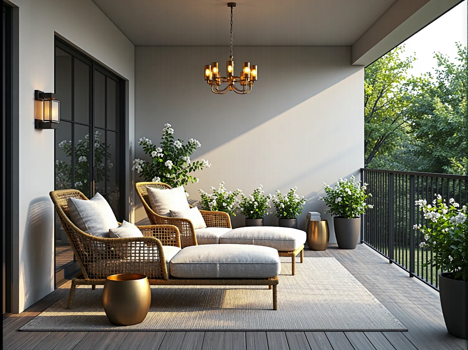 Eleganckie oświetlenie balkonu w stylu glamour – lampiony i nastrojowe lampy LED