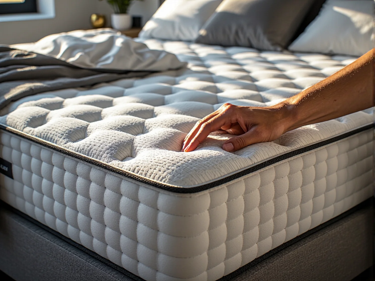 Zbliżenie na strukturę pianki Visco w materacu termoelastycznym dopasowującą się do ciała.