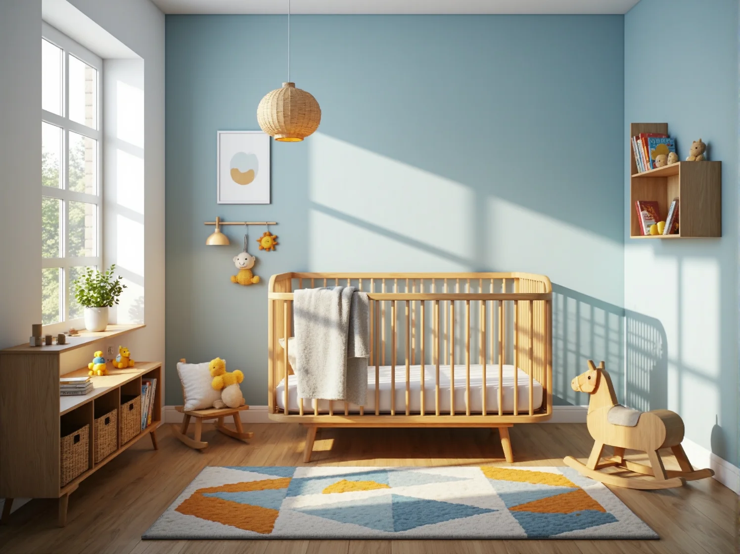 Łóżeczko niemowlęce drewniane w kolorze naturalnej sosny ze szczebelkami