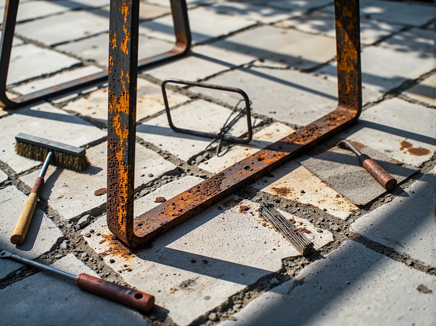 Elektryczna szlifierka do drewna używana podczas renowacji mebli ogrodowych.