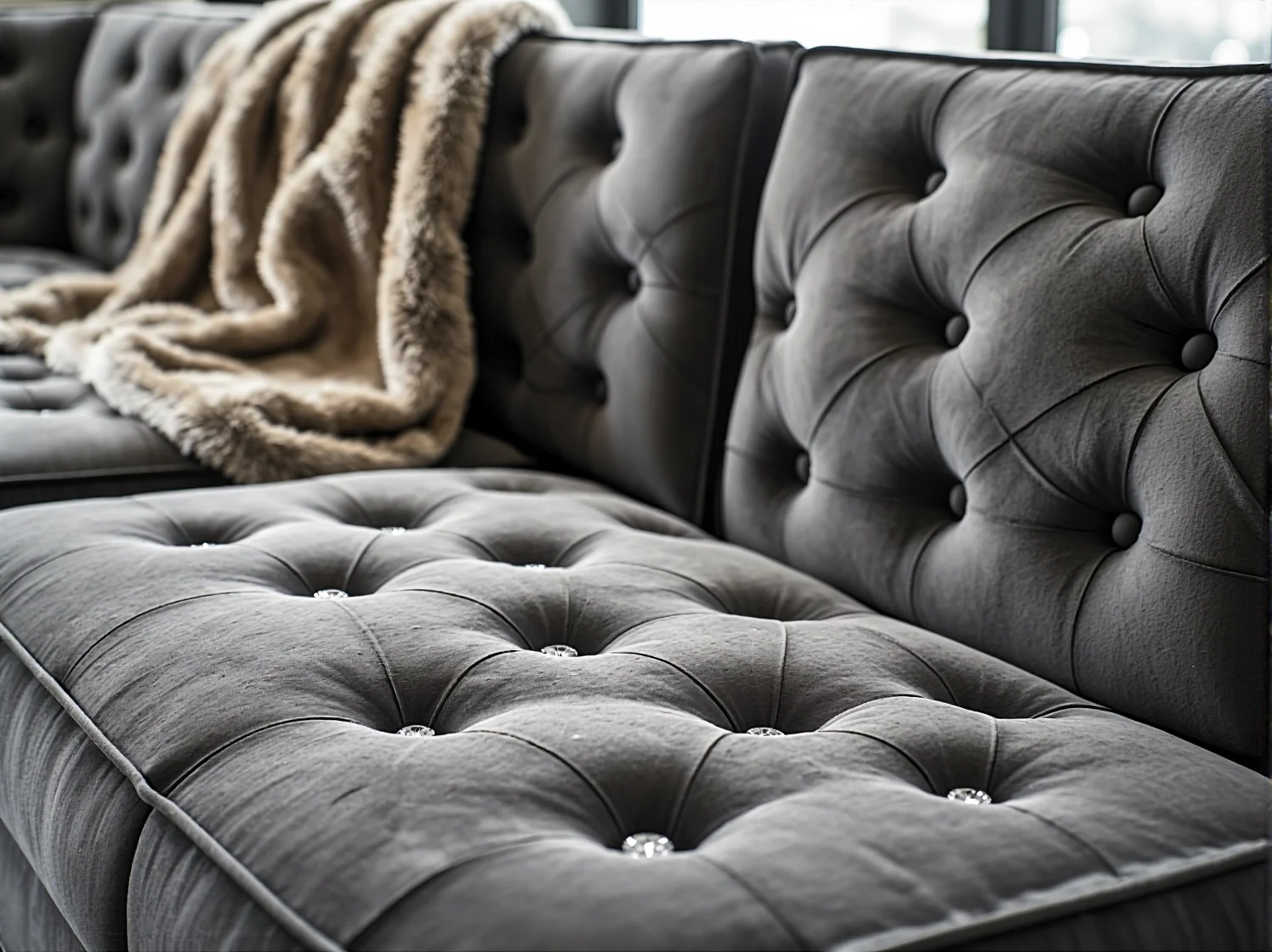 Wybór luksusowych tkanin obiciowych i materiałów do odnowienia starej sofy glamour.