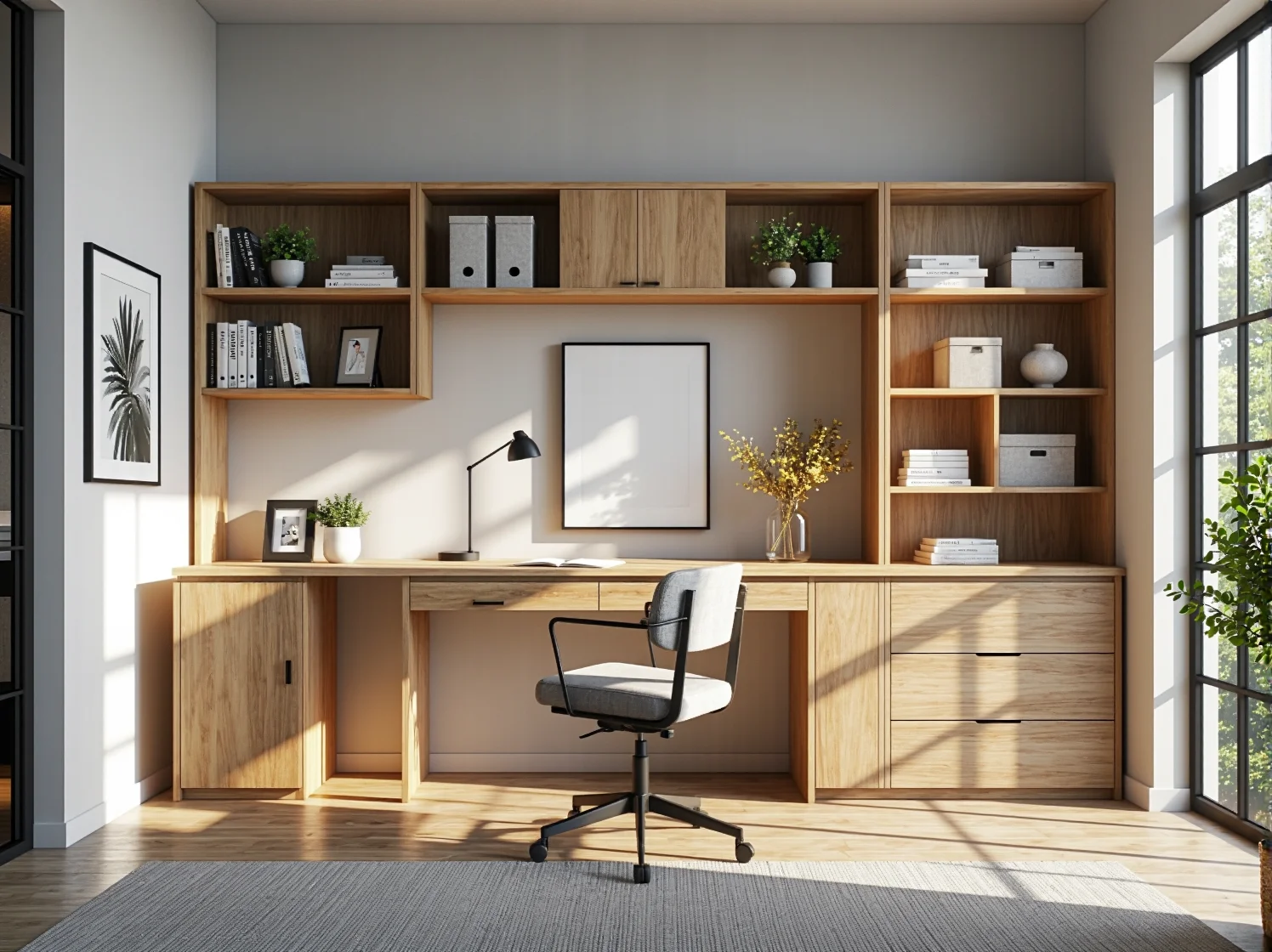 Nowoczesne meble z jasnego drewna w sypialni, trwałe i estetyczne rozwiązanie na lata.