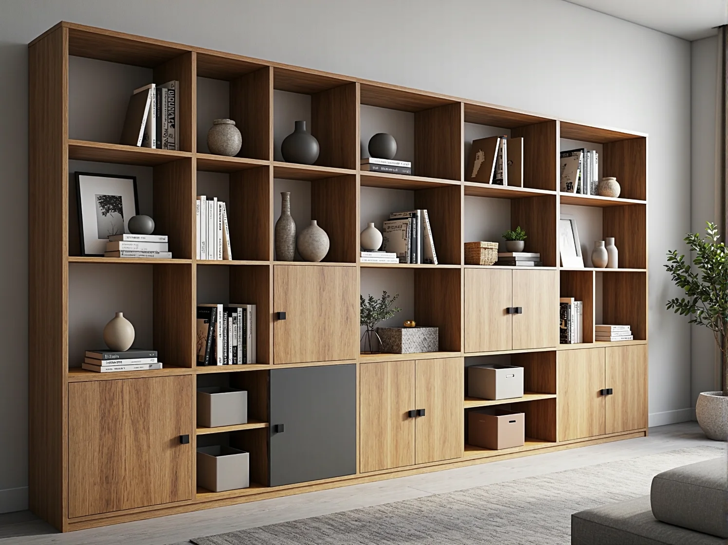 Wizualizacja mebli modułowych w salonie z wykorzystaniem technologii rozszerzonej rzeczywistości AR.